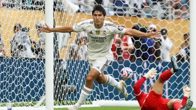 Real Madrid’s Gonzalo Garcia celebrates after scoring the all-important goal against Juventus during Tuesday’s Club World Cup last 16 clash in Miami